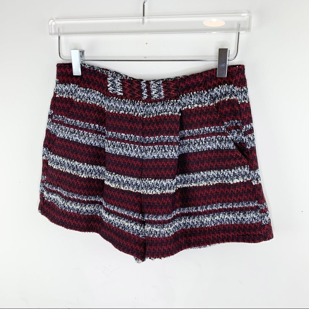 BCBGeneration Red/White/Black Stripe Boucle Shorts